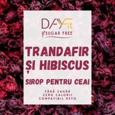 Sirop pentru ceai Dayfit Trandafir și Hibiscus, fără zahăr, zero calorii, compatibil keto, 250 ml